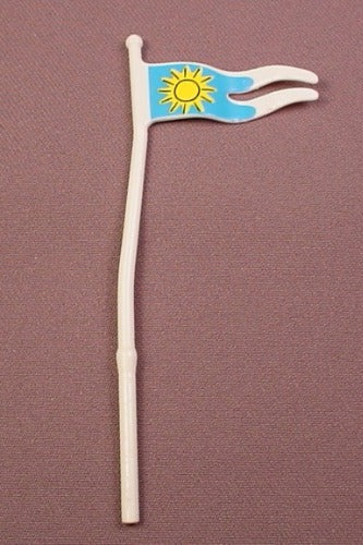 Playmobil Double Pointed White Flag On 4 1/2" Tall Pole