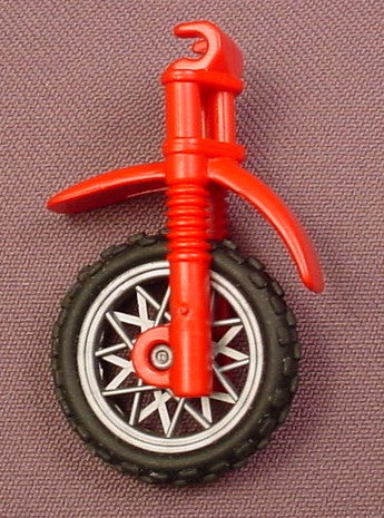 Playmobil Red Motorcycle Front Forks, Fender & Tire