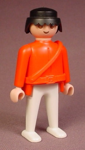 Playmobil Male Figure, Classic Style, Black Hair, Red Top