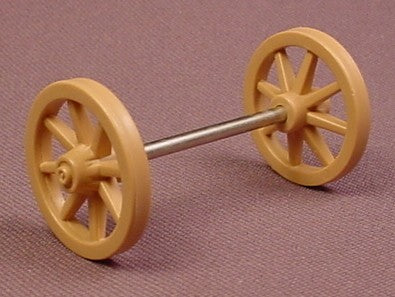 Playmobil Light Brown Wood Spoke Wheels With Metal Axle