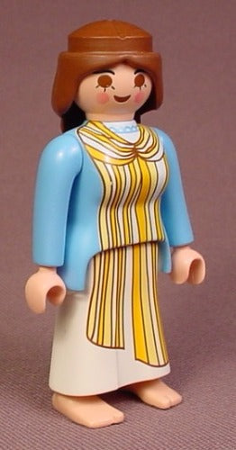Playmobil Adult Female Mary Figure In A Long White & Blue Dress