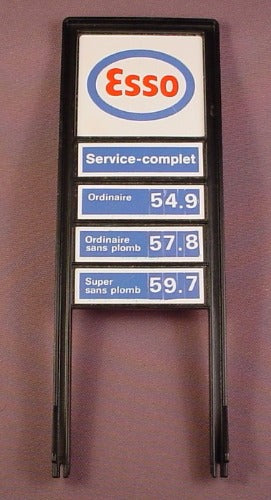 Playmobil Tall Black Esso Signboard With French Esso And Gas Price