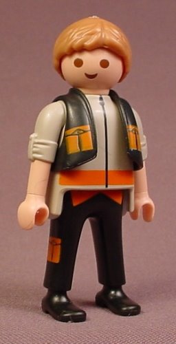 Playmobil Adult Male Dock Worker Figure In A Black Vest