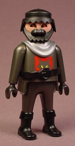 Playmobil Adult Male Dark Knight Figure In Silver Gray Clothes