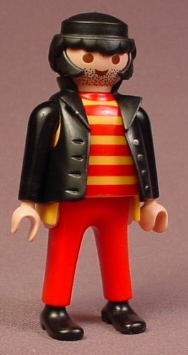 Playmobil Adult Male Robber Or Thief Figure In A Black Jacket
