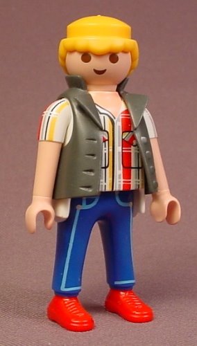 Playmobil Adult Male Woodsman Figure In A Dark Gray Vest