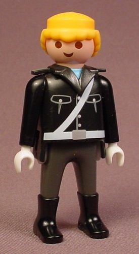 Playmobil Adult Male Police Officer Figure In A Black Uniform