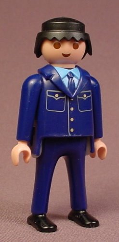 Playmobil Adult Male Police Officer Figure In A Dark Blue Uniform