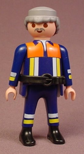 Playmobil Adult Male Fire Chief Figure In A Dark Blue Uniform