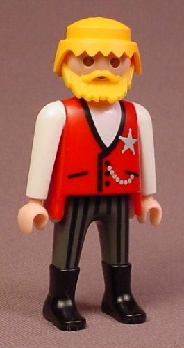 Playmobil Adult Male Marshall Or Sheriff Figure In A Red Vest