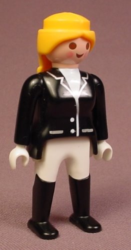 Playmobil Adult Female Figure In An Equestrian Black & White Outfit