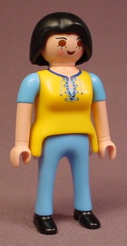 Playmobil Adult Female Ice Cream Parlor Owner Figure In Yellow Blouse