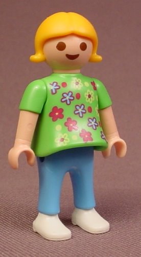 Playmobil Female Girl Child Figure In A Green Shirt