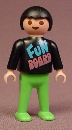 Playmobil Male Boy Child Skateboarder Figure In A Black Shirt