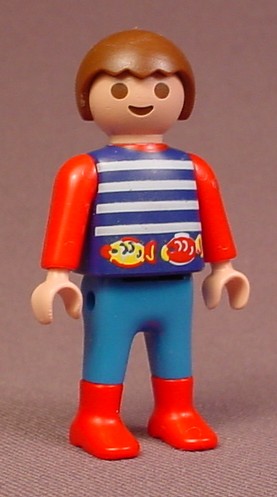 Playmobil Male Boy Child Sailor Figure In A Blue Striped Shirt