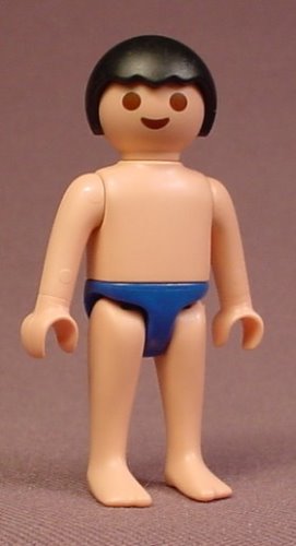 Playmobil Male Boy Child Figure In A Dark Blue Bathing Suit