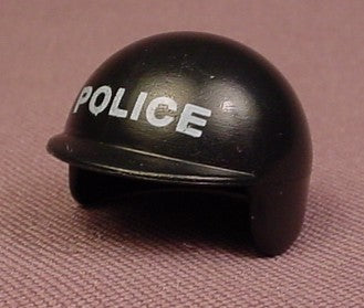 Playmobil Black Smooth Motorcycle Helmet With Police Printed On It