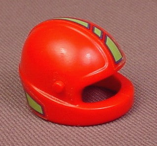 Playmobil Red Motorcycle Or Racing Helmet With A Green Stripe