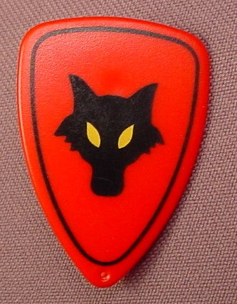 Playmobil Red Teardrop Shaped Shield With A Black Wolf