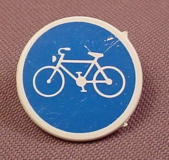 Playmobil White Round Sign With A Single Clip And A Bicycle Design