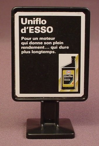 Playmobil Black Upright Sign With A French Language Uniflo Motor Oil