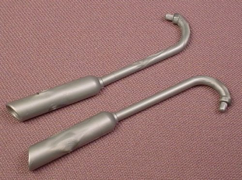 Playmobil Pair Of Silver Gray Motorcycle Exhaust Pipes