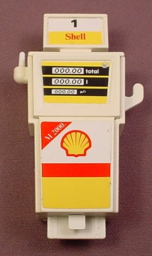 Playmobil Complete Gas Pump With The Shell & Yellow Stickers Applied