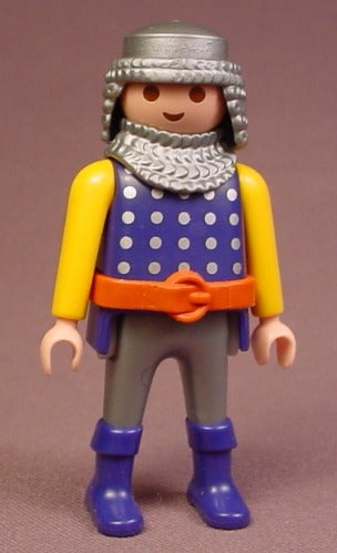 Playmobil Knight Figure, Silver Chain Mail Hair And Neck Armor
