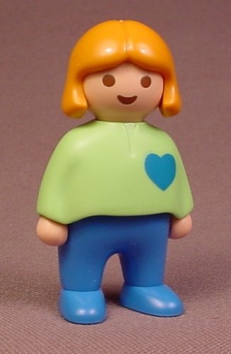 Playmobil 123 Female Girl Child Figure In Blue Pants & A Green Shirt