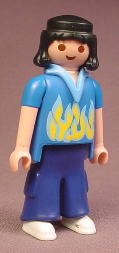 Playmobil Adult Male Skateboarder Figure In Baggy Blue Cargo Pants