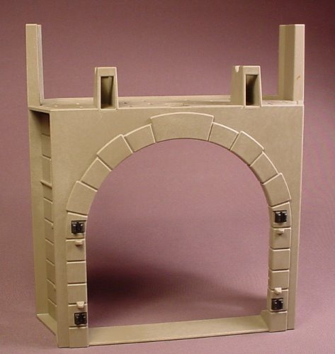 Playmobil Gray Castle Wall With A Large Arched Doorway & Towers