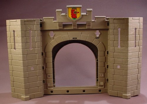 Playmobil Gray Castle Wall With An Arched Doorway & Towers