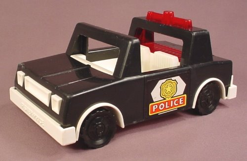 Fisher Price Husky Helper Black & White Police Car With Red Lights