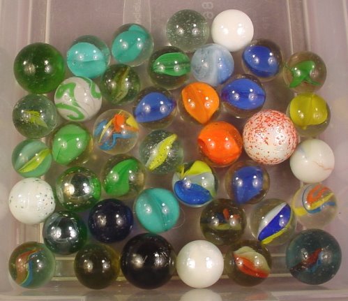 Lot Of 40 Shooter Size And Larger Glass Marbles