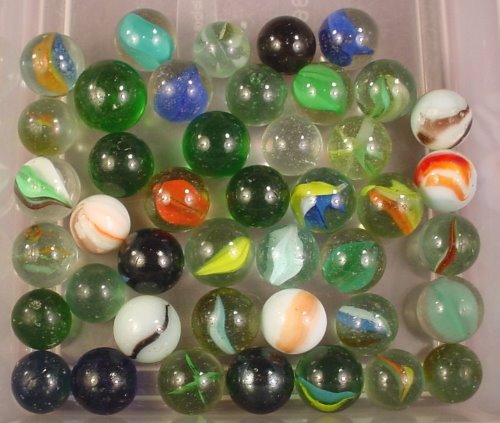 Lot Of 43 Shooter Size And Larger Glass Marbles