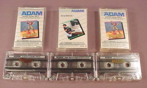 Coleco Vision Adam Lot Of 3 Cassettes, Smartbasic & 2 Super Game Packs