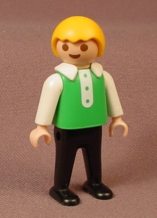 Playmobil Male Boy Child Figure In A Green Shirt