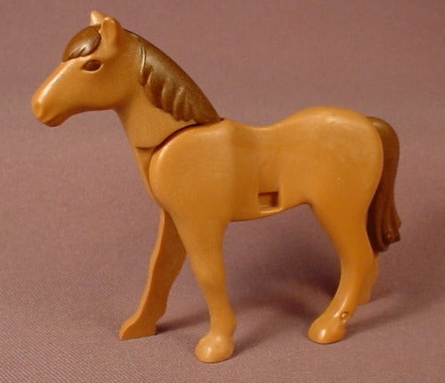 Playmobil Light Brown New Style Horse With Dark Brown Mane & Tail