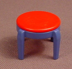 Playmobil Blue Stool With A Red Round Seat Cushion