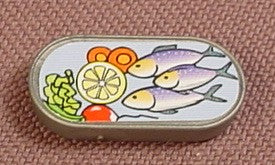 Playmobil Silver Gray Sardine Or Fish Tin Can With A Sticker