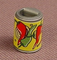 Playmobil Silver Gray Tin Can With A Peppers Sticker Applied