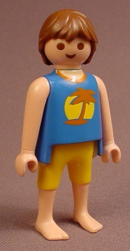 Playmobil Adult Male Figure In A Blue T-Shirt With A Palm Tree