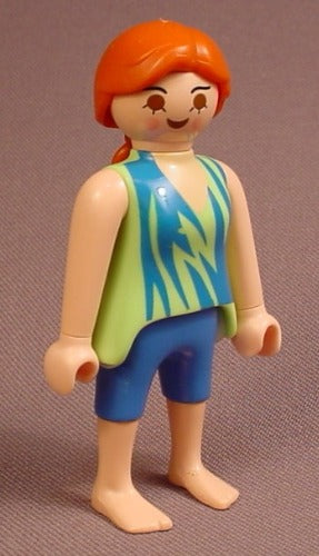 Playmobil Adult Female Figure In A Green & Blue Sleeveless Shirt