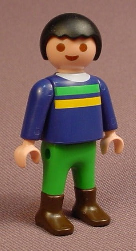 Playmobil Male Boy Child Figure In A Blue Sweater