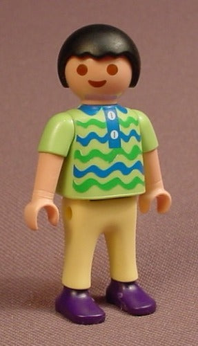 Playmobil Male Boy Child Figure In A Green Shirt