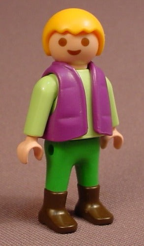 Playmobil Male Boy Child Figure In A Purple Vest
