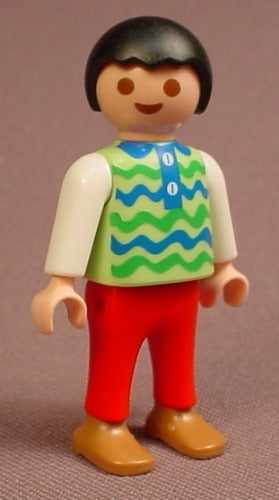 Playmobil Male Boy Child Figure In A Green Shirt