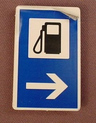 Playmobil White Rectangular Sign With A Gas & Arrow Sticker