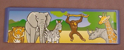 Playmobil Blue Sign With Bevelled Edges & A Zoo Animals Sticker