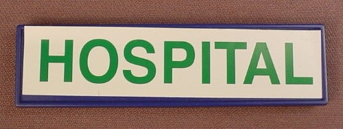 Playmobil Dark Blue Rectangular Sign With A Hospital Sticker